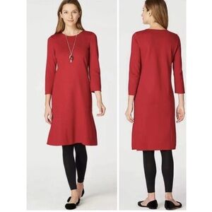 J Jill Red Ponte Knit Shift Dress Size‎ Small